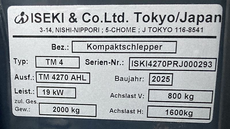 Iseki TM 4270 AHLK - Kommunal-Traktor - NEU