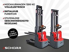SCHORR Elektro Hochhubwagen DUO 1200KG Tragkraft 3300mm Hubhöhe elektrisch Initialhub Elektrostapler Gabelstapler