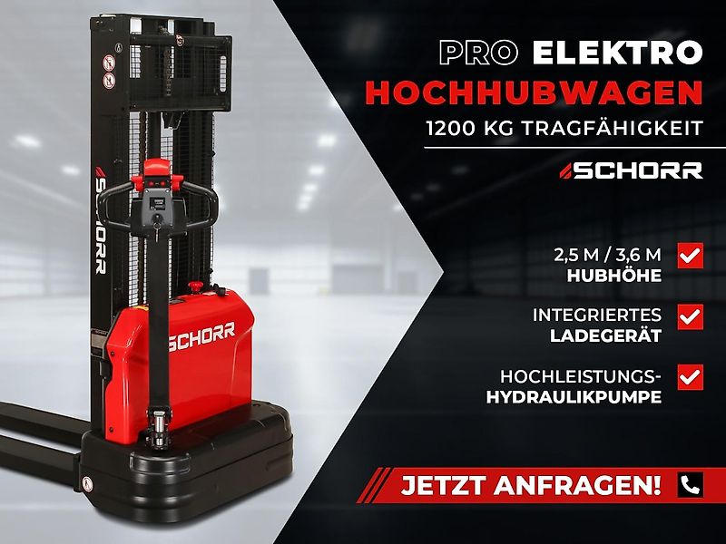 SCHORR Elektro Hochhubwagen Pro 1200kg 2,5m Hubhöhe Hubwagen Stapler